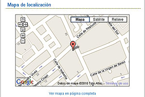 Ficha Avanzada, detalle del mapa de localización