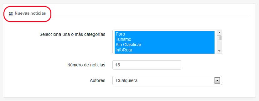 Desactivar una sección del Boletín de Novedades