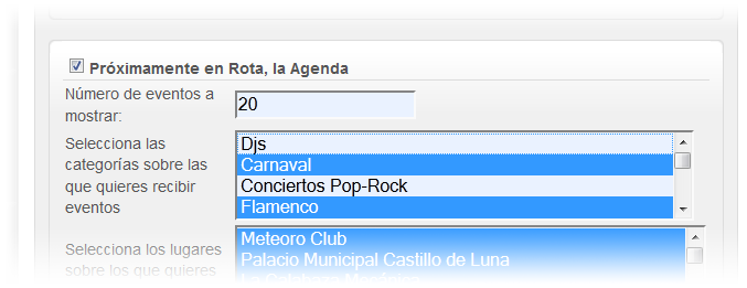 Selección de las preferencias del boletín