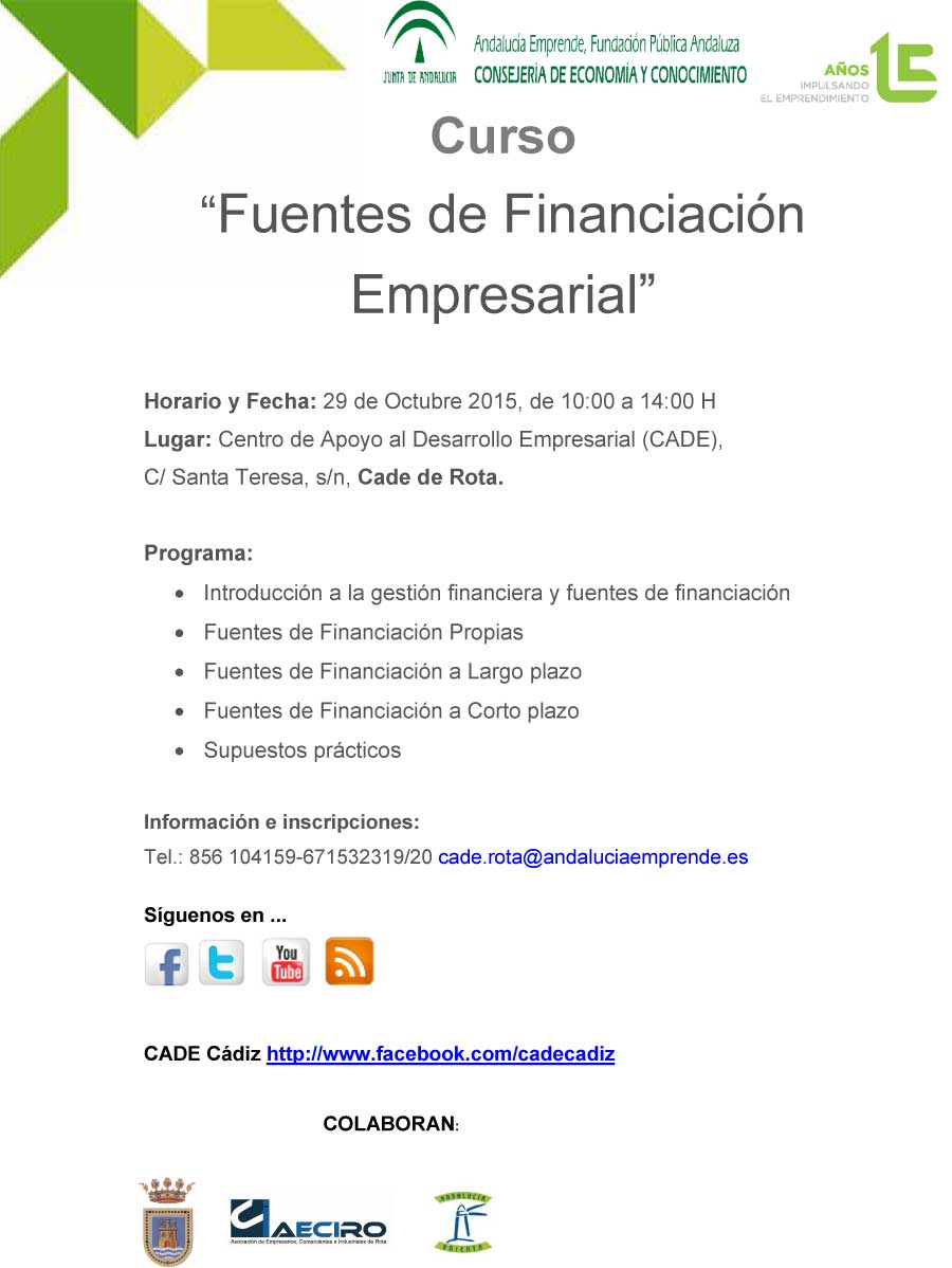 Cartel Curso Fuentes de Financiación Empresarial